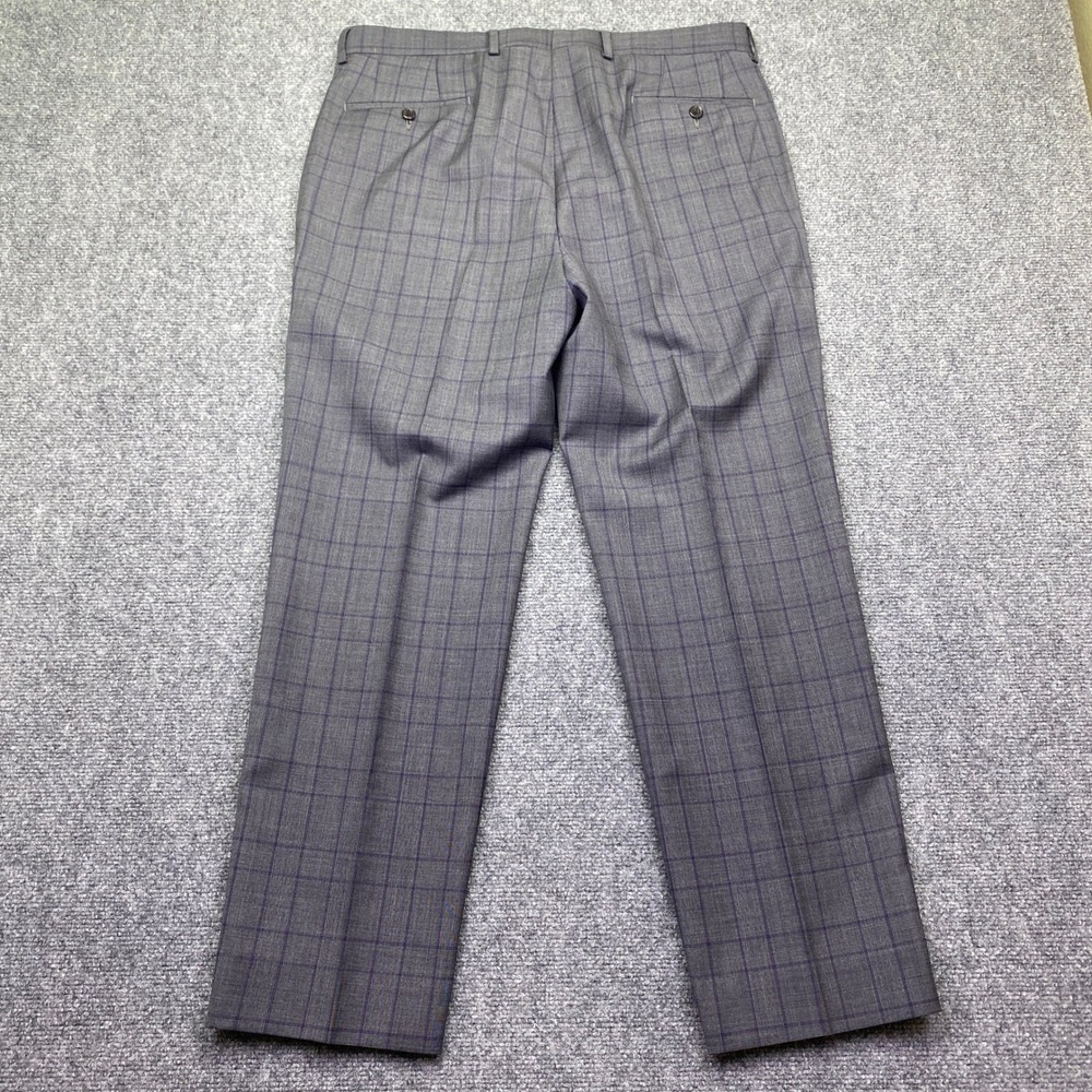 Lauren Ralph Lauren Mens 40R Suit 2 Piece Grey Purple Plaid Double Breasted 34W - Picture 5 of 16